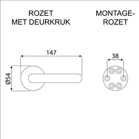 Deurbeslag Heerlen deurkruk RVS met rozet datail