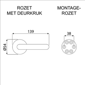 Deurbeslag Padova deurkruk RVS met rozet datail
