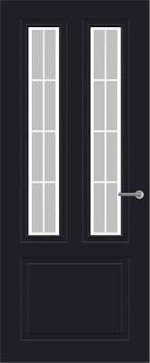 Svedex CE121 Diep Zwart 8 vlaks satijn glas met blanke lijnen binnendeur